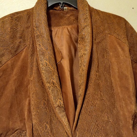 Vintage Rust Suede Bomber Jacket 80s Early 90s Oversized - Picture 2 of 16